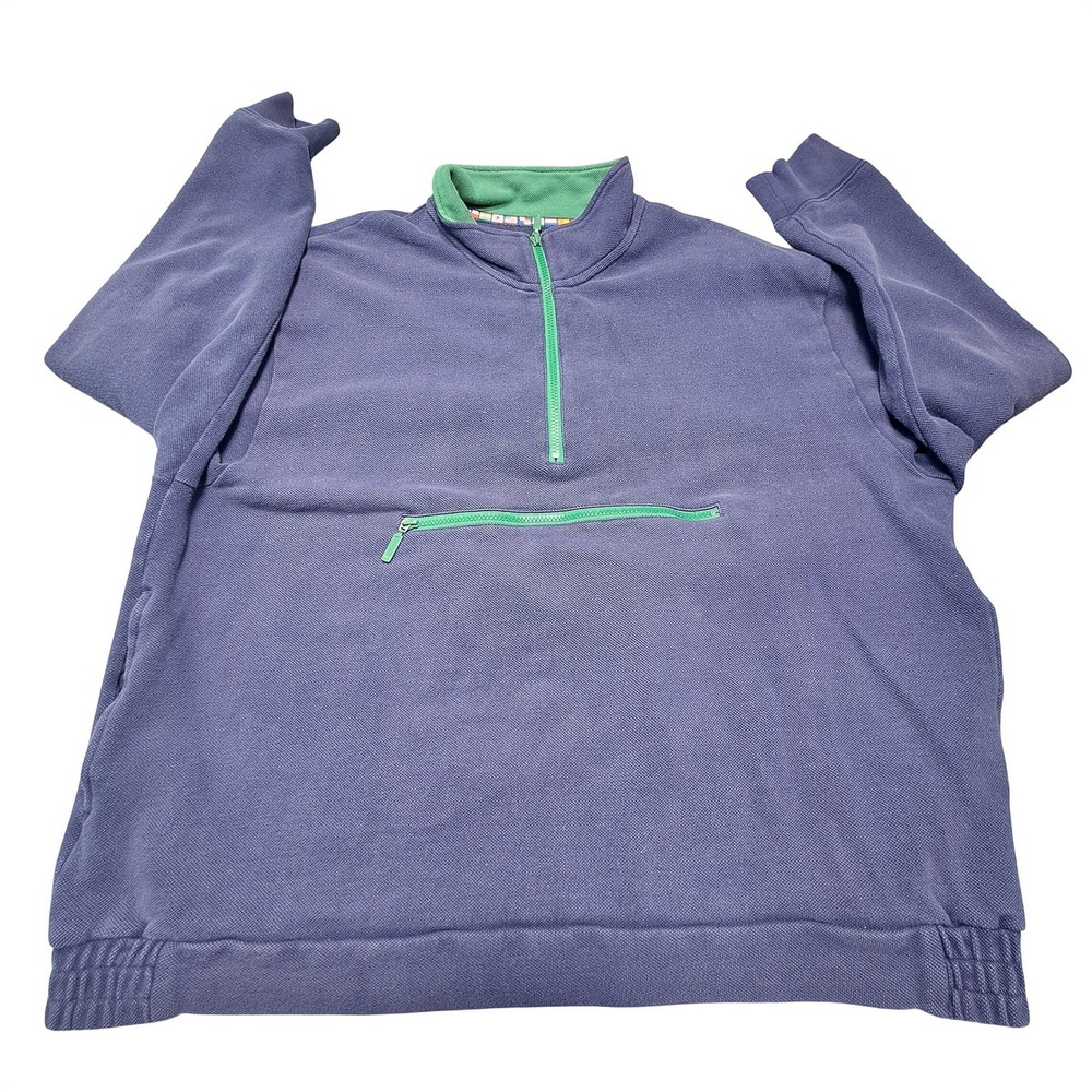 Orvis Ultimate Travel Gear Mens XXL Blue Green Quarter Zip Pullover Sweatshirt
